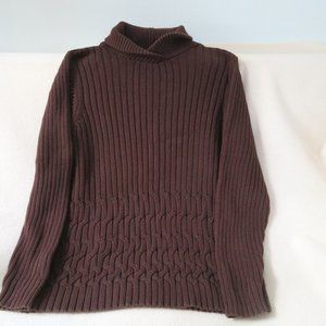 High Neck Brown Cable Villager Cotton Sweater